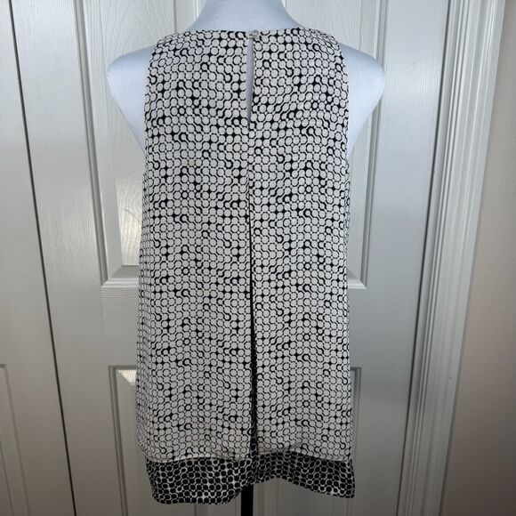 Max Studio Women Halter Top Size Small Geometric Print Black Beige Sleeveless - Picture 4 of 9